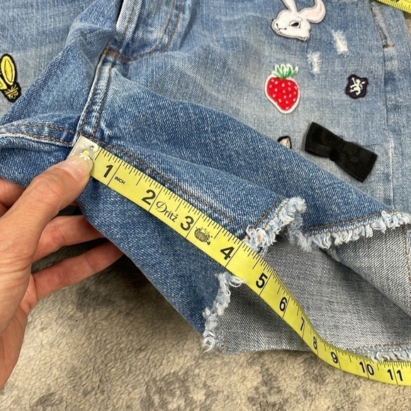 Mauro Grifoni Patched Denim Cut Off Shorts High Rise Italy Button Fly Sz 28 - Picture 11 of 12